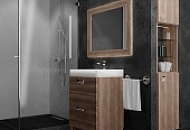 Предлагаем вашему вниманию мебель для ванной комнаты, изготовленную из натурального дерева.