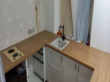 Кухонная столешница из массива дерева п-образная