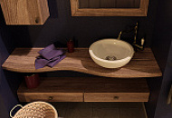 В разделе "Мебель для ванной" появились новые модели навесных шкафов, тумб из цельного массива дерева.  